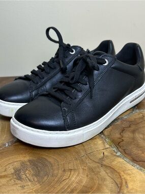 Birkenstock Black Platform Lace-Up Sneakers with White Sole